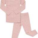 AVAUMA Baby Boys Girls Pajama Set 6M-7T Kids Cute Toddler Snug fit Pattern Design Pjs Cotton Sleepwear (Check.Pink.S) 12