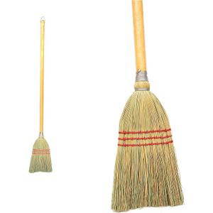 Rubbermaid Commercial Products Heavy-Duty Corn Broom, 1 1/8-Inch Wood Handle, Red, Indoor/Outdoor Broom for Courtyard/Garage/Lobby/Mall/Office (Red) 3-pack