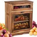 Wooden Countertop Storage Cabinet Potato and Onion Bin Box Wooden Bread Storage Bins Potato Container with Lid for Kitchen Pantry, 11.8 x 6.8 x 16 inch