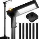 102" Solar Lamp Post Lights with Pole & Water Box Base, Outdoor IP65 Waterproof 3800LM 420 LEDs Solar Street Lights, Metal Flood Motion Sensor Lights for Yard, Garden, Patio, Lawn, Parking Lot