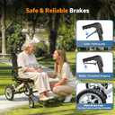 Reclining Transport Wheelchairs for Adults Lightweight Foldable Transport Chair with Telescopic Handle, Portable Folding Travel Transfer Wheel Chairs for Seniors