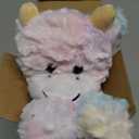 Hopearl Adorable Plush Cow Toy Colorful Floppy Dairy Cattle Soft Stuffed Animal Cute Birthday Gifts for Boys Girls Kids Toddlers, Rainbow, 9'' (Multicolored)