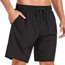 Flytop Mens Swim Trunks Quick Dry Board Shorts with Zipper Pockets Bathing Suit (XX-Large, A01-black)