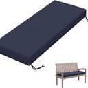 Outdoor Bench Cushion 48 X 18 X 3.5 Inch Thick Waterproof Patio Furniture Cushions, Patio Porch Swing Replacement Seat Pad with Tie Straps and Anti-Slip, for Backyard Garden, Navy Blue