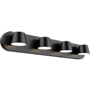 URSOLA 4 Light Bathroom Vanity Light, LED Black Wall Light Fixtures, Up and Down Rotatable Dimmable, 27 inch Bathroom Lighting Fixtures Over Mirror