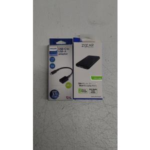 Usbc to USB a adapter By Philips and Zgear Slim Power Bank Brick With Dual Charging Points.