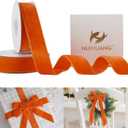 HUIHUANG Orange Velvet Ribbon 1 Inch Double Face Thick - 10 Yards for Gift Wrapping, Fall Decor, Christmas Tree, Wreath, Bows, Crafts, Wedding