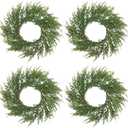SARO LIFESTYLE Artificial Cypress Wreath - Set of 4, 9.5" x 9.5", Green (10)