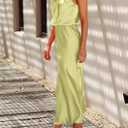 PRETTYGARDEN Women's 2026 Summer Satin Dress Elegant Sleeveless Mock Neck Cocktail Party Maxi Dresses XXL