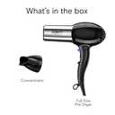 Conair Hair Dryer, 1875W Full-Size Hair Dryer with Ionic Conditioning, Blow Dryer, Tourmaline Ceramic Technology for Quick Drying, Black/Chrome