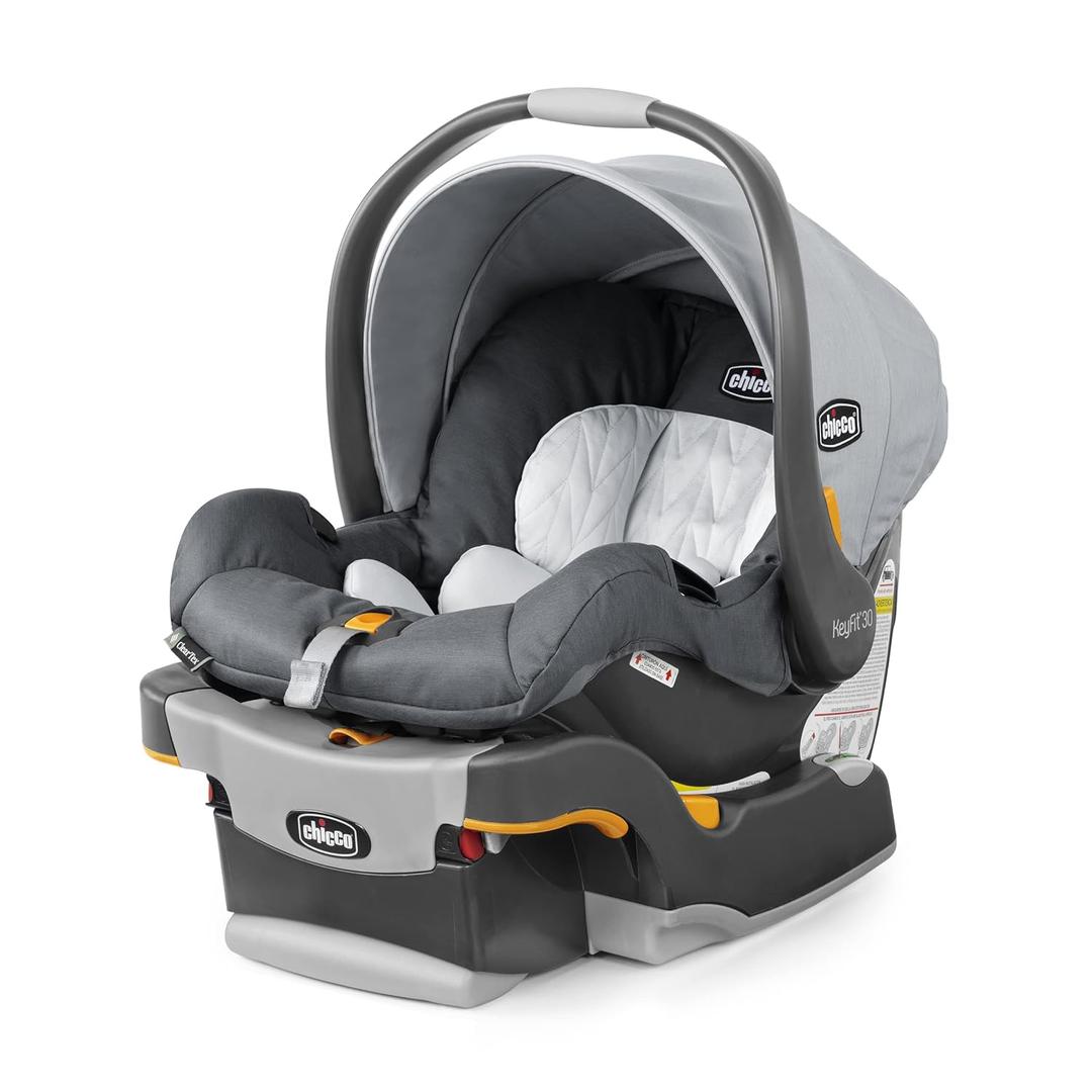 Chicco KeyFit 30 ClearTex Infant Car Seat and Base, Rear-Facing Seat for Infants 4-30 lbs., Includes Infant Head and Body Support, Compatible with Chicco Strollers, Baby Travel Gear, Slate/Grey, Mfg Date 03/2026, ED 03/2032
