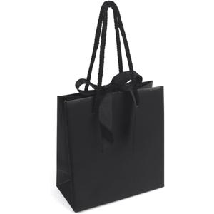 SHYRABBIT Gift Bags with Ribbon Handles, Anti-scratch Gift Wrap Bags - 10 Pack, 7.9x3.1x9.1Inch Paper Bags for Small Business, Birthdays, Weddings, and Holidays (Black)
