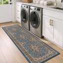 DEXI Anti Fatige Cushioned Kitchen Floor Mats Non Slip Runner 24x87, Blue, 87"L x 24"W x 0.4"Th