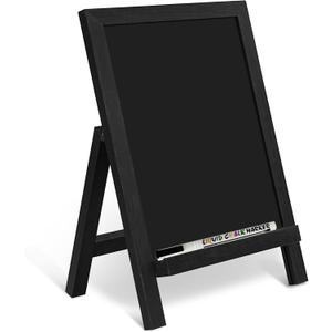 4 THOUGHT Small Tabletop Chalkboard Signs, 9.5" x 14" Magnetic Mini Chalk Board with Stand for Food Wooden Frame Easel Countertop Menu Board for Kitchen Cafe Home Pub, Black