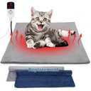 Cat Heating Pad Outdoor, Heated Cat Bed for Dogs, Indoor Warming Electric Pet Heating Pad with Chew Resistant Cord, Waterproof Heated Pet Mat with Adjustable Temperature & Time Kitten 18"*18"