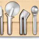 Caraway Kitchen Gadget Set - 5 Piece Kitchen Essentials - Stainless Steel - Includes Can Opener, Pizza Cutter, Garlic Press, Ice Cream Scoop, Vegetable Peeler, and Storage Organizer