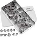 30PCS Mini Cookie Cutters Shapes Set with Box for Kids, Small Stainless Steel Star Triangle Cookie Cutter Variety Pack, for Tiny Polymer Clay, Fruit