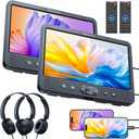 10.1" Dual Car DVD Players with HDMI Input, Headphones, Mounting Brackets, Headrest DVD Players for Car Support USB/SD Card, AV in/Out, Last Memory, Play A Same or Two Movies, No Battery