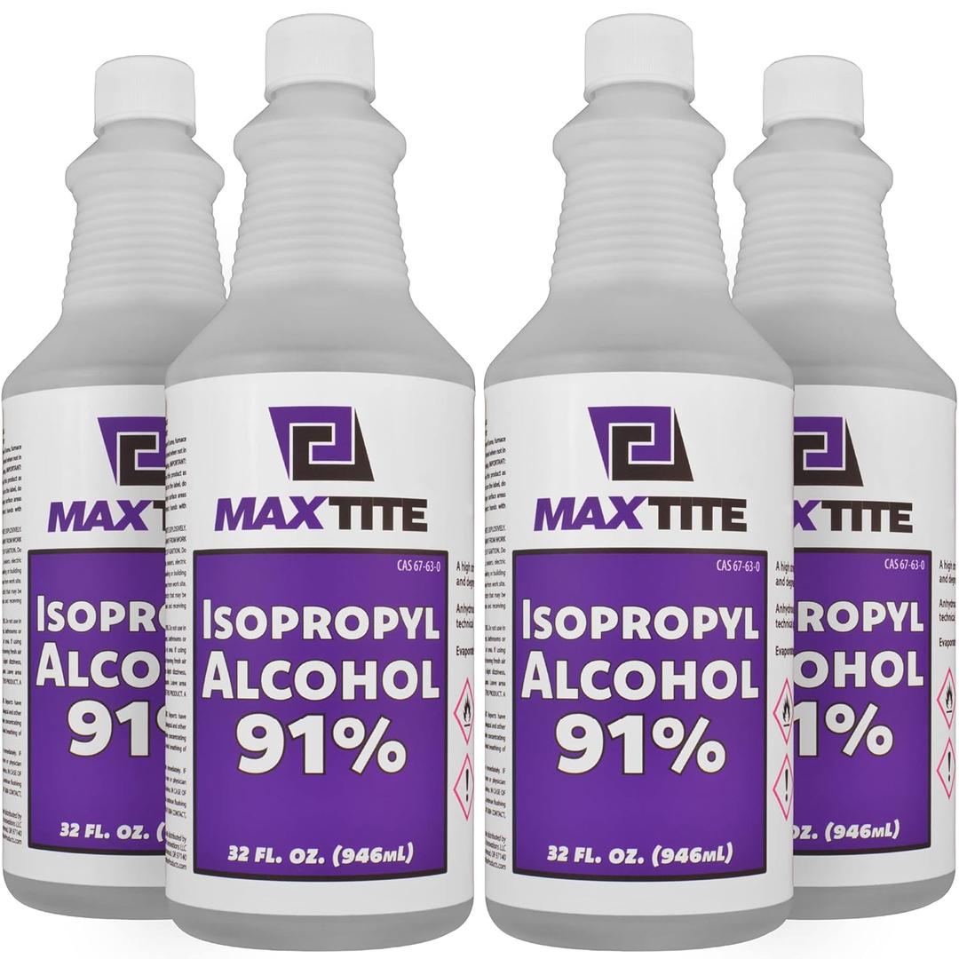Isopropyl Alcohol 91% (1 Gallon, 4 Pack of 32oz)
