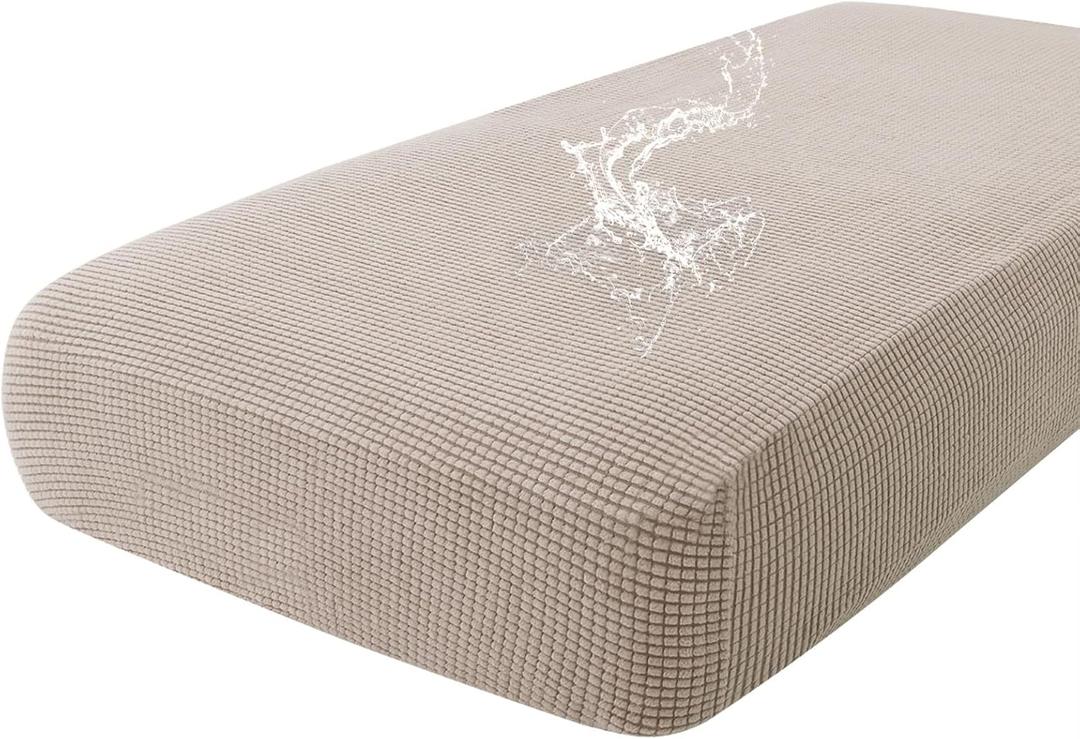 hyha Waterproof Couch Cushion Covers for Pets, Non Slip Sofa Seat Cover for Dogs Washable, Soft Thick Polyester,Spandex Fabric, Sofa Slipcovers with Bottom (1 Piece for Large, Taupe)