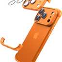 for iPhone 17 Pro Max Bumper Case Compatible with MagSafe, Minimalist Frameless Corner Protection Pad with Camera Lens Protector, No Back Soft Silicone TPU Shockproof for iPhone17 Pro Max (Orange)