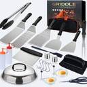 Griddle Accessories Kit for Blackstone and Camp Chef,Extra Thickened Stainless Steel Grill Accessories Set，Grill Tools Set with Enlarged Grill Spatula, Griddle Cover Salt and Pepper Shakers (23PCS)