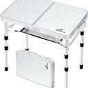 Sportneer Camping Table: Adjustable Height Small Folding Table 23.6" L x 15.7" W 4 Height with Mesh Layer - Compact & Portable Camping Essentials for Outdoor Camp Garden Picnic BBQ Dining Cooking