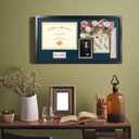 14x26 Black Shadow Box Diploma Frame with Graduation Cap & Tassel Holder for 8.5x11 Diploma and 4x6 Photo with MDF Wood and Plexiglass, Navy Over Gold Mat for Wall, Graduation Keepsakes