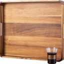 GinSent Wooden Serving Tray with Handles,Rustic Ottoman Tray for Kitchen Counter/Coffee Table/Living Room Decor,Versatile Tray for Party Picnic Barbecue