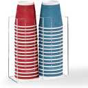 Coffee Cup Dispenser for Counter, Disposable Lid Holder Organizer With 2 Compartments, Countertop or Wall Mount, Paper Cups, Straws, Coffee Bar Set Up, Bathroom Holder, Party Supplies