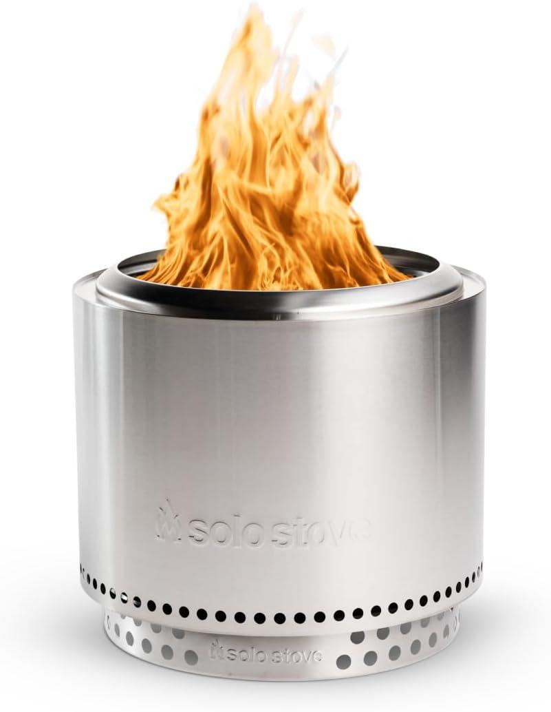 Solo Stove Bonfire 2.0 with Stand, 19.5 Inch Smokeless Fire Pit with Removable Ash Pan - Portable Outdoor Fire Pit - Stainless Steel Wood Burning Fireplace, Ideal for 4-6 People, 21.75 lbs (Silver)