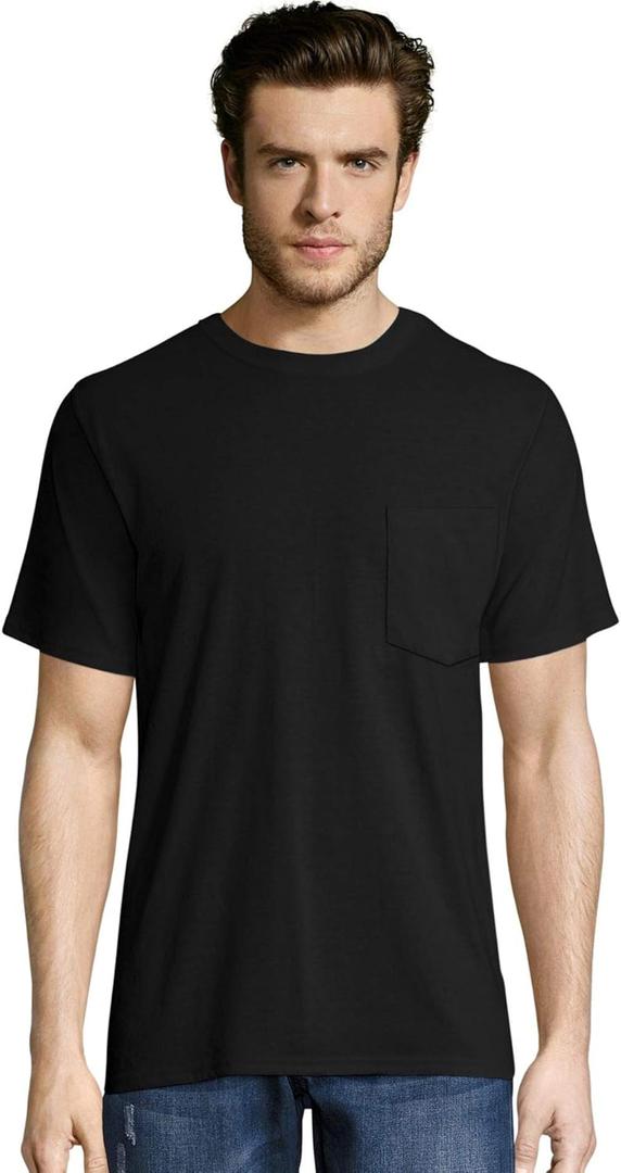 Hanes Mens Workwear Short Sleeve Tee (2-Pack) (3X-Large, Black)