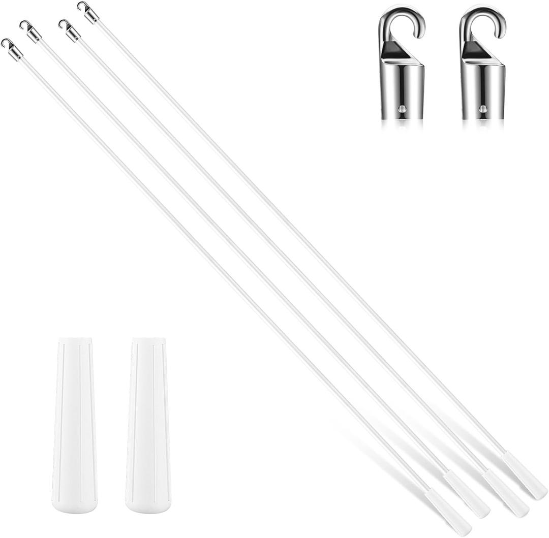 Bokon 4 Pcs Blinds Wand Replacement with Hook and Handle White Fiberglass Long Vertica Blind Wand for Windows Curtain Door Shades Opener Accessory (36 Inch) (36 Inch)