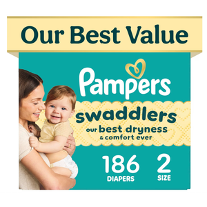 Swaddlers Diapers, Size 2 (10-22 lbs), 186 Count, Fragrance Free, Hypoallergenic, Absorbent, Pediatrician Recommended, Skin Safe