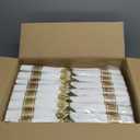 Bestluck 350PCS Ivory Plastic Plates for 50 Guests, Disposable Dinnerware Sets Include 100 Gold Rim Plastic Plates, 50 Silverwares, 50 Cups, and 50 Pre Rolled Napkins for Party, Wedding, Graduation