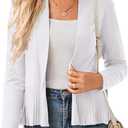GRACE KARIN Women's Lightweight Peplum Cardigan Sweaters Open Front Cropped Cardigan Long Sleeve Trendy Summer Knit Tops (White, S)