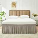 Biscaynebay Wrap Around Bed Skirts for King & Cal King Beds 15" Drop, Taupe Adjustable Elastic Dust Ruffles Easy Fit Wrinkle & Fade Resistant Silky Luxurious Fabric Machine Washable, Taupe 