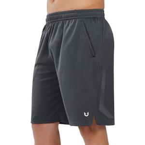 NORTHYARD Men's 10" Athletic Basketball Shorts with Zipper Pockets Quick Dry Lightweight Running Workout Gym Tennis Shorts (Large, Dark Grey)