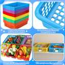 Ripeng 24 Pcs Bulk Plastic Baskets Classroom Storage Baskets with Handles Colorful Neon Storage Bins Teacher Stackable Desktop Organizer Tray for Classroom Kids Room Home Drawer, 13.6" x 10" x 3"