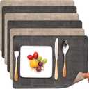 Myir JUN Placemats Dual Sided, Faux Leather Place Mats Set of 6 Indoor Placemat for Dining Table Outdoor Place Mat Manteles Individuales Square Non-Slip Washable Table Mats (Gray Beige, Set of 6)