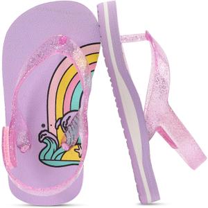 Toddler Flip Flops Girls Sandals Cute Jelly Boys Kids Flip-flops Adjustable Back Strap Non Slip Sole Lightweight Princess Sandal for Girl Swim Pool Summer Outdoor Beach