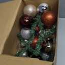 Knitgrip 6 Set Christmas Ball Ornament Cluster 72 Pcs 2.36" 1.57" Glitter Plastic Shatterproof Xmas Ball Ornament Picks Decorations for Christmas Tree Wreath Garland Stairs Decor(Brown,Classic)