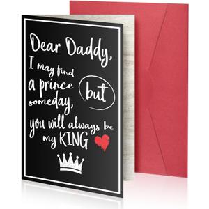 7 x 5x7‘’ Funny Fathers Day Greeting Cards with Envelope for Best Dad Birthday Gift Card From Daughter -Black
