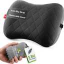 Hikenture Camping Pillow with Removable Cover - Ultralight Inflatable Pillow for Neck Lumbar Support - Upgrade Backpacking Pillow - Washable Travel Air Pillows for Camping, Hiking, Backpacking, 1 Count