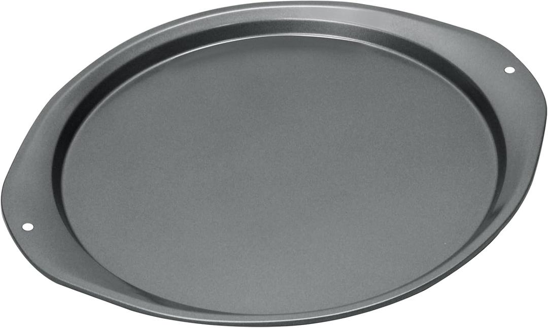 Pizza Pan - 14 Inch Nonstick Pizza Pan for Oven with Widen Handles for Cooking, Baking, and Grilling - Durable, Even Heating, Long-Lasting Kitchen Cookware (1, Black)