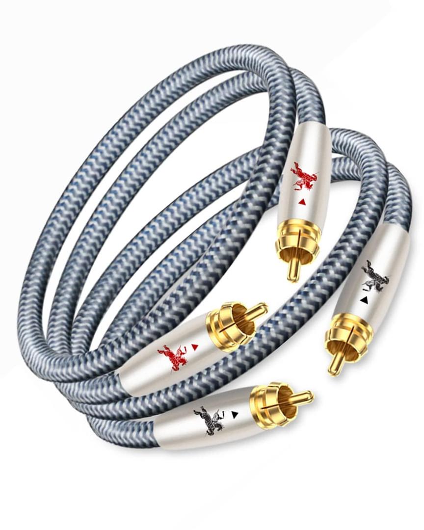 RCA Cable 2RCA to 2RCA Stereo Audio Cable 24K Gold Plated Connector,2Male to 2Male RCA Cord for Home Theater, HDTV, Amplifiers, Hi-Fi Systems (3.28ft)