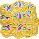Suncalla 12 Pcs Mardi Gras Sequins Iron on Patches Mardi Gras Mask Patch Purple Gold Green Masquerade Mask Glitter Appliques Iron on Transfers for Carnival DIY Craft Clothing Dress Hats Backpack Decor