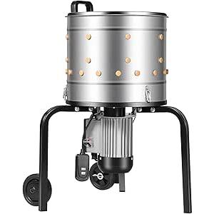 VEVOR Chicken Plucker Machine, 15.7 in Drum, 550W & 275RPM Electric Chicken Plucking Machine with 114 Soft Fingers & Transport Wheels, Stainless Steel Feather Remover for Processing 1-2 Chicks Once
