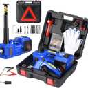 Electric Car Jack kit 5 Ton 12V Electric Floor Jack Lift for Vehicle, Electric Hydraulic Jack Auto Repair Tool Set with Built-in Inflator and Impact Wrench for SUV Sedan Truck Tire Change Blue