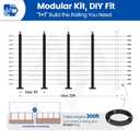 Muzata 15-20FT Modular Black Cable Railing Kit 42 Inch 4 Level Post Kit Complete Set Cable Railing System for Decks Length Adjustable Easy DIY with Paper User Guide (No Handrail) RWS1 BH4L